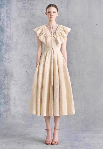 2025 Spring/Summer Ruffled V-neck Dress CA025032713BE