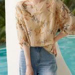 Exquisite Printed Linen Silk Bubble Sleeve Top CA090820