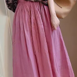 Summer Chinese style elastic waist cotton and linen skirt CA25071027PI