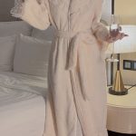 Autumn and winter velvet thickened strappy robe and suspender nightgown CA24112033W