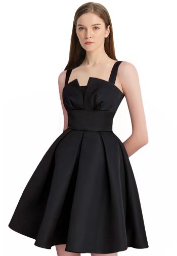 French Suspenders High Waist A-Line One-Piece Dress A22050504
